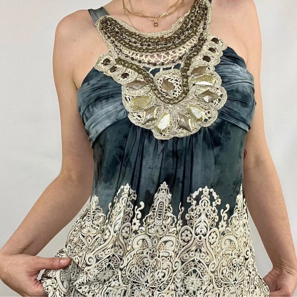 Y2K Venus Women's Size M Embellished Boho Tank Top Tunic